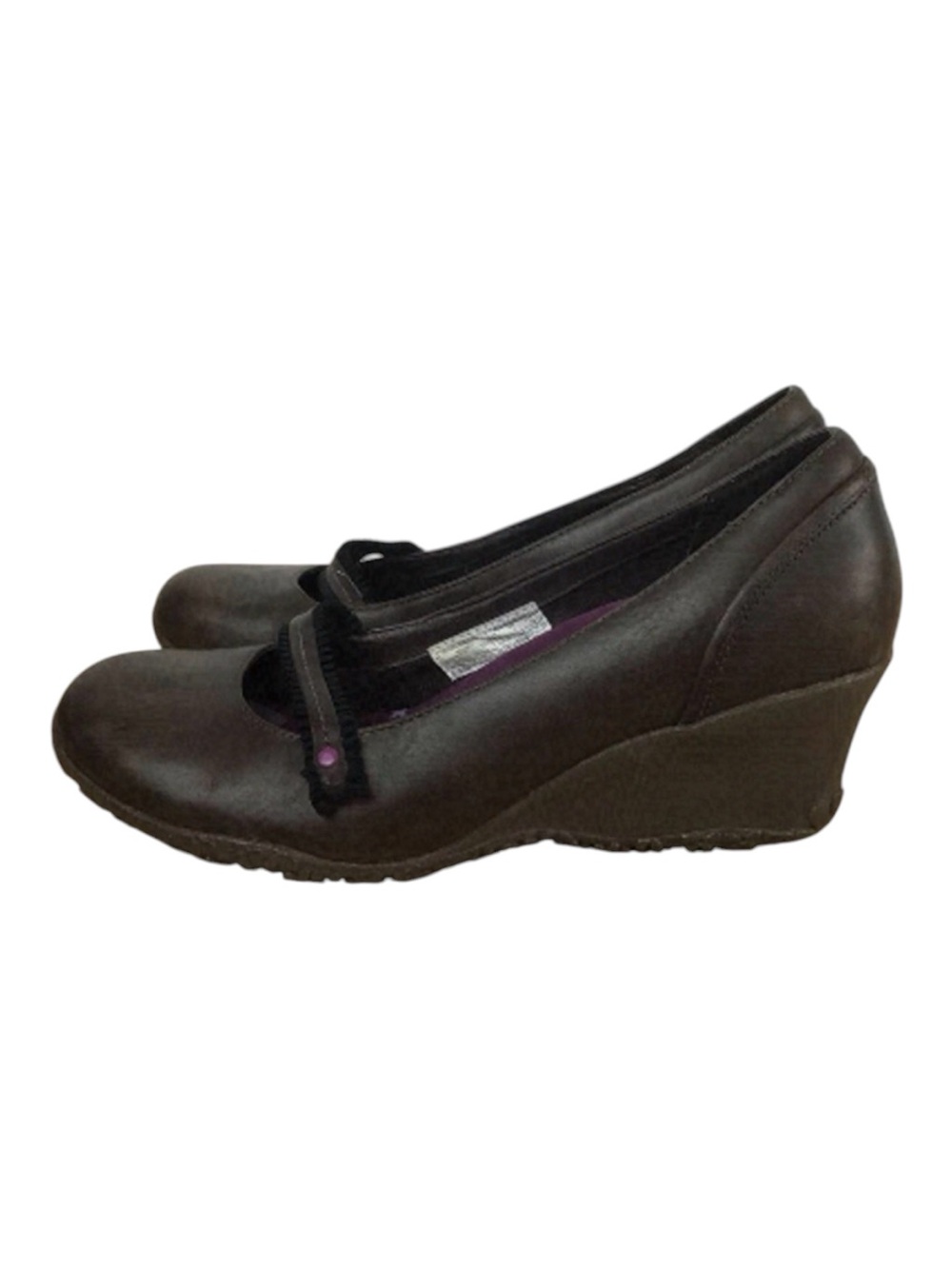 MERRELL brown wedges platform shoes pumps size 8.5 flower’s incrusted details